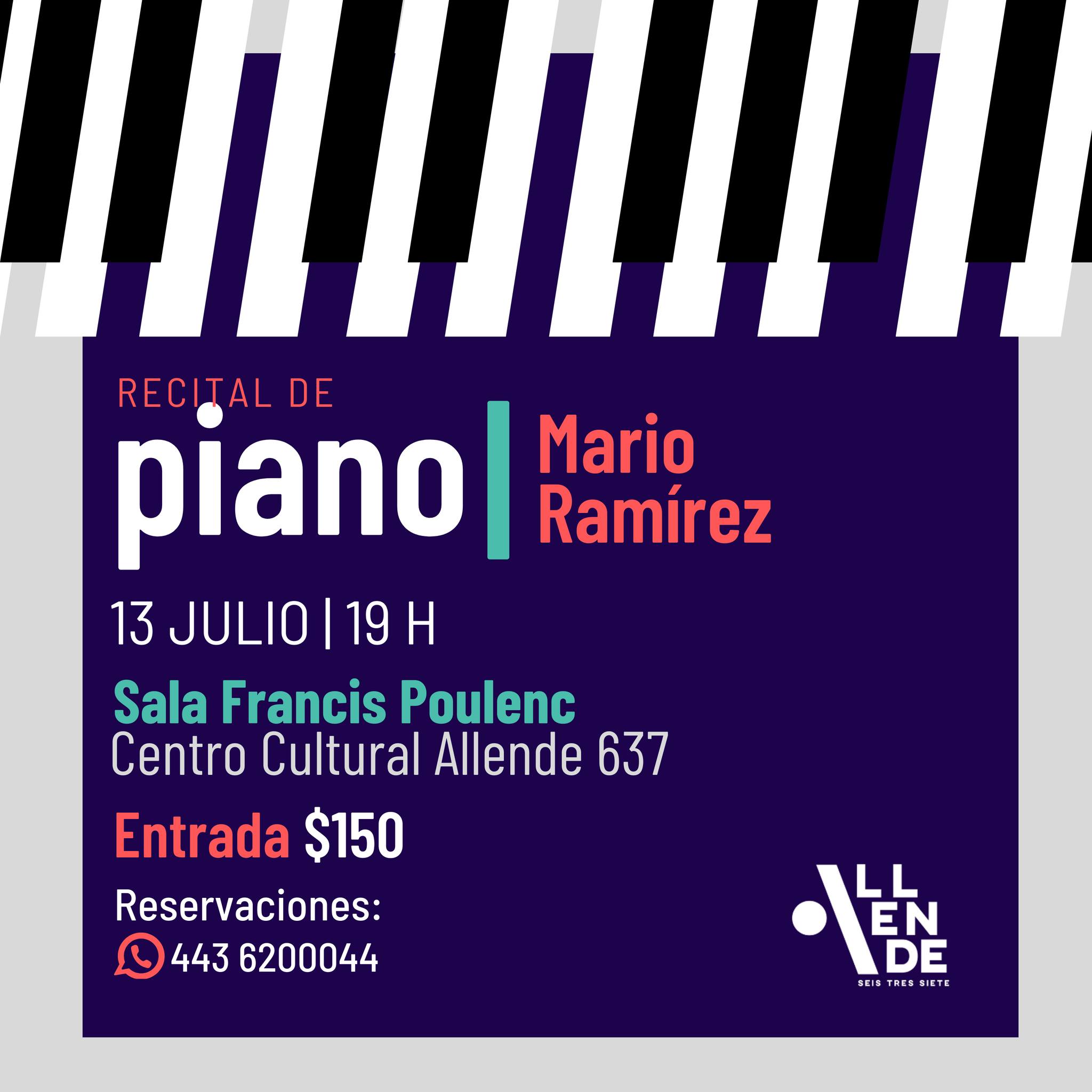 Cartel de Concierto de piano - Mario Ramírez