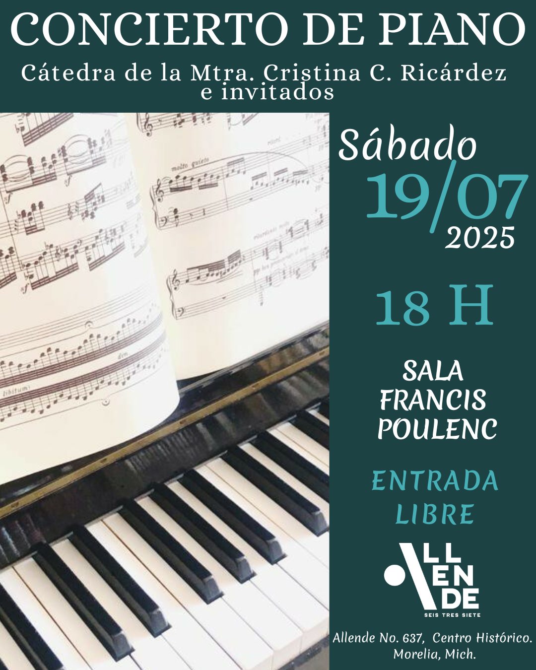Concierto de piano/Cátedra de la maestra Cristina C. Ricárdez