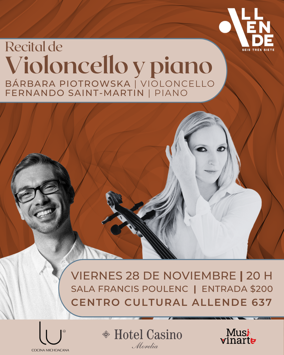 Recital de piano y violoncello / Bárbara Piotrowska, violoncello - Fernando Saint Martin, piano