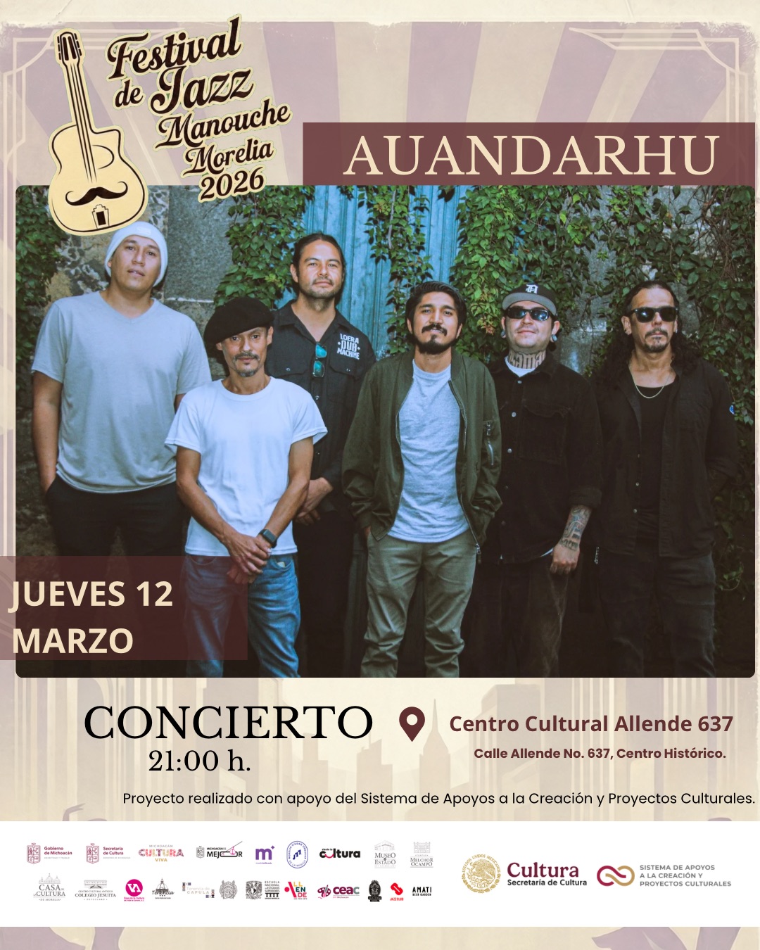 6to. Festival de Jazz Manouche, Morelia 2026 / Auandarhu