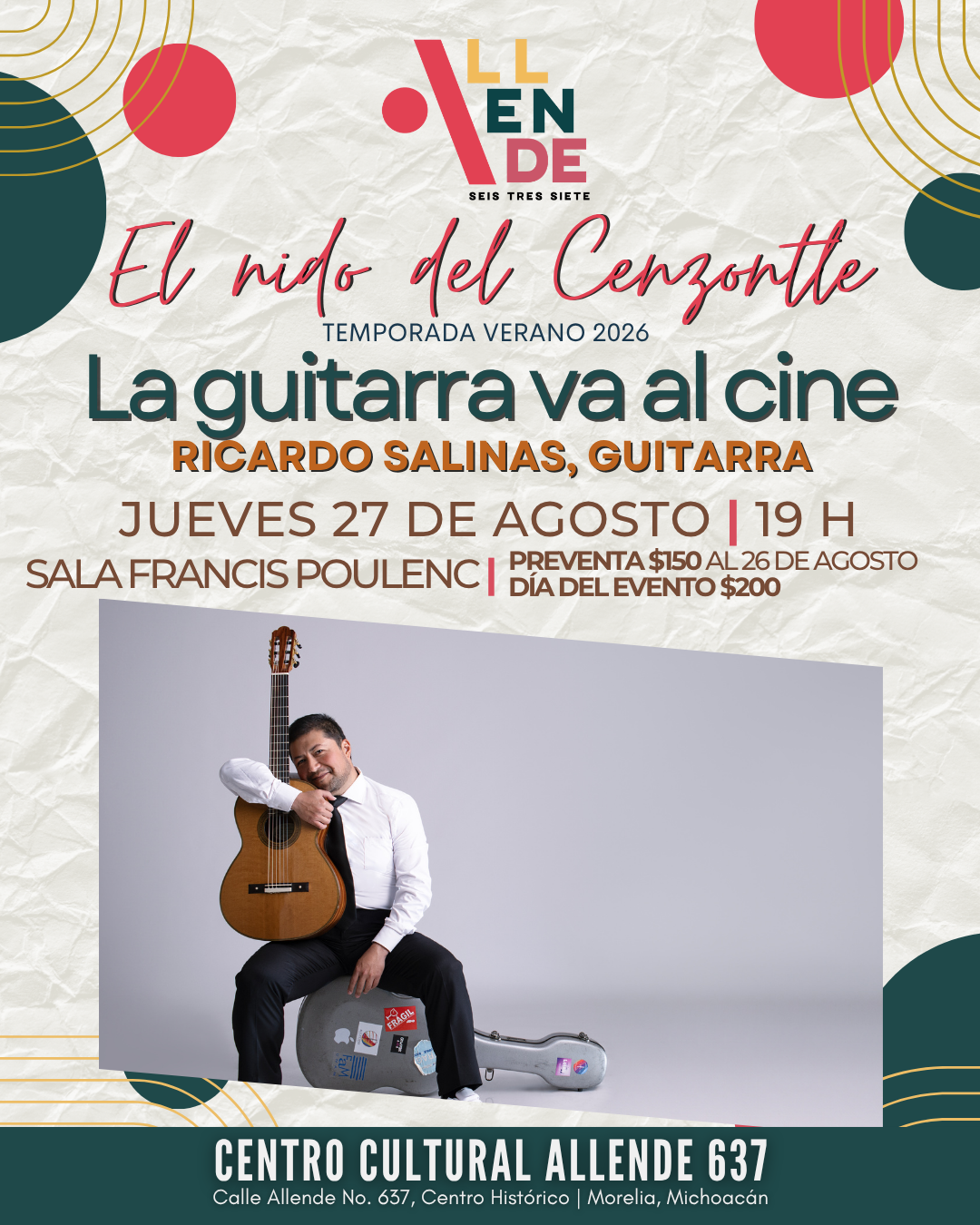 Cartel de La guitarra va al cine / Ricardo Salinas, guitarra